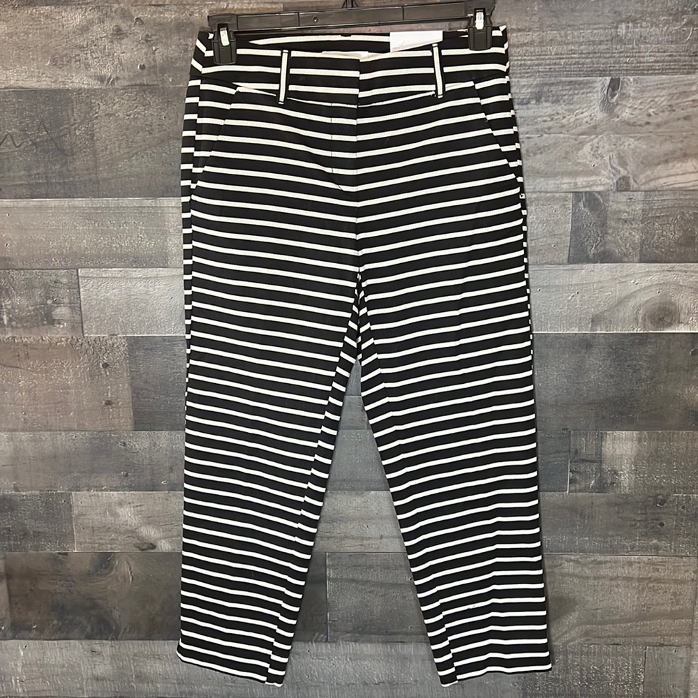 New Black and White Striped LOFT Riviera Pants